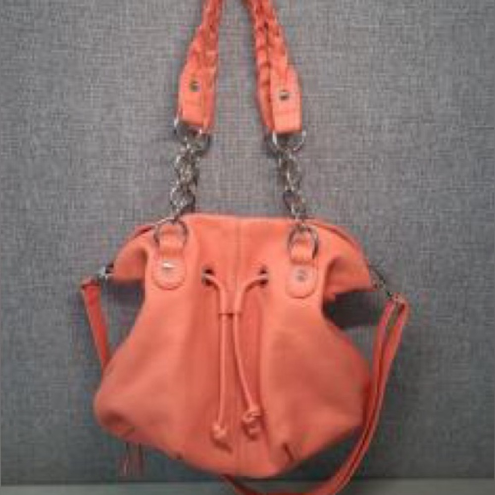 Bodhi Coral Leather Bucket Bag, EUC